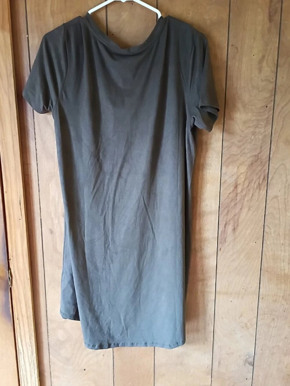 Z Supply Faux Suede T-Shirt Dress Size L NWT Gray Stretch Shift Dress - Picture 4 of 4